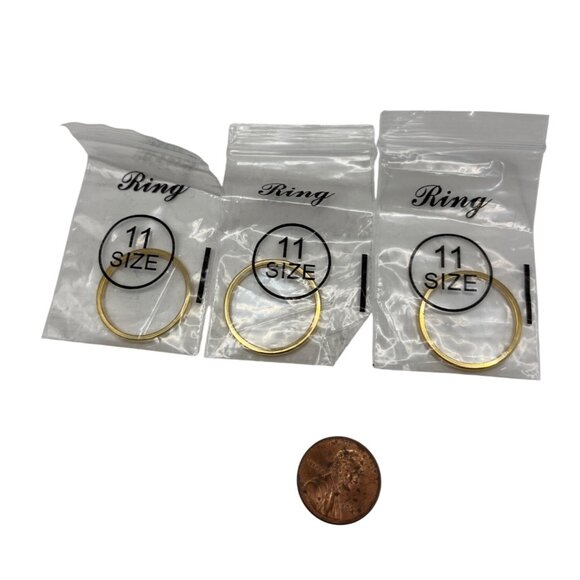 3-Gold Tone Stainless Steel Plain Band Ring Size 11 Unisex A352 - Picture 2 of 5